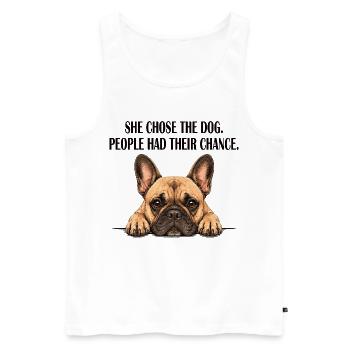 Maman bouledogue français, elle a choisi le chien - Débardeur bio Premium Homme - blanc - Devant - Michal (187cm)