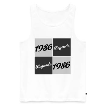 1986 Legends Script Collage - Männer Premium Bio Tank Top - Weiß - Vorne - Michal (187cm)