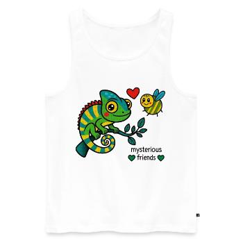 Caméléon et abeille – amis mystérieux - Débardeur bio Premium Homme - blanc - Devant - Michal (187cm)