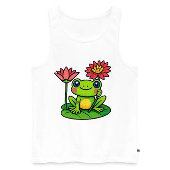 Frosch zwischen blühenden Seerosen - Männer Premium Bio Tank Top - Weiß - Vorne - Michal (187cm)
