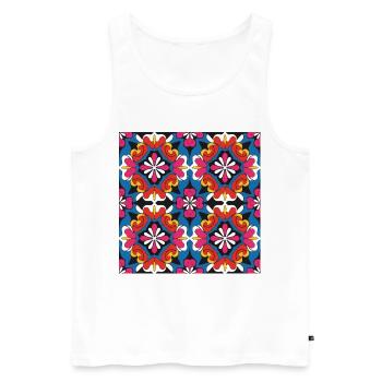Kaleido Bloom Mosaik - Männer Premium Bio Tank Top - Weiß - Vorne - Michal (187cm)