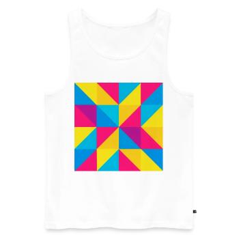 Lebendiges geometrisches Flickwerk - Männer Premium Bio Tank Top - Weiß - Vorne - Michal (187cm)