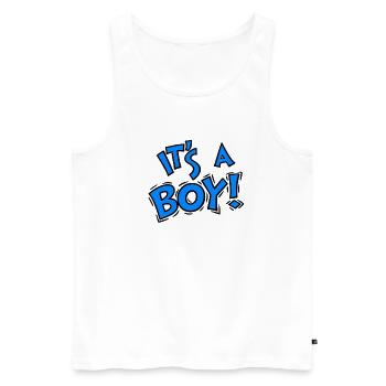 Es ist ein Junge Retro-Typografie-Design - Männer Premium Bio Tank Top - Weiß - Vorne - Michal (187cm)