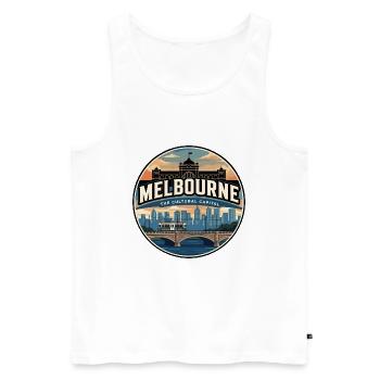 Retro-Reiseabzeichen der Melbourne Tram - Männer Premium Bio Tank Top - Weiß - Vorne - Michal (187cm)
