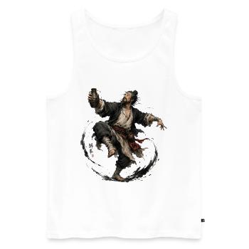 Drunken Master – Martial Arts Design - Männer Premium Bio Tank Top - Weiß - Vorne - Michal (187cm)