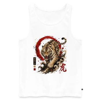 Tiger – Japanese Tattoo Streetwear Design - Männer Premium Bio Tank Top - Weiß - Vorne - Michal (187cm)