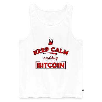 Keep Calm Bitcoin Print - Männer Premium Bio Tank Top - Weiß - Vorne - Michal (187cm)