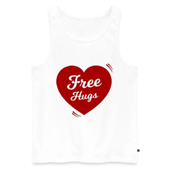 Heart with Free Hug's message - Men's Premium Organic Tank Top - white - Front - Michal (187cm)