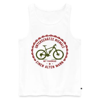 Nie Unterschätzen Alten Mann Mit Fahrrad - Männer Premium Bio Tank Top - Weiß - Vorne - Michal (187cm)