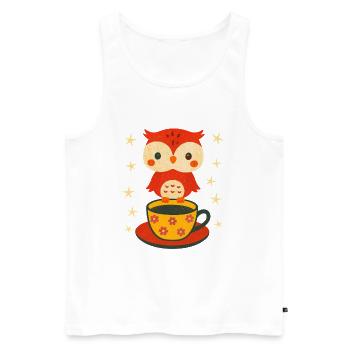 Hibou pour les amateurs de café nocturnes - Débardeur bio Premium Homme - blanc - Devant - Michal (187cm)