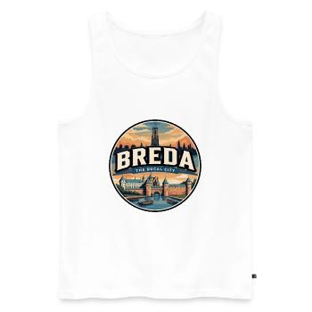 Retro Breda Castle Travel Badge - Men's Premium Organic Tank Top - white - Front - Michal (187cm)