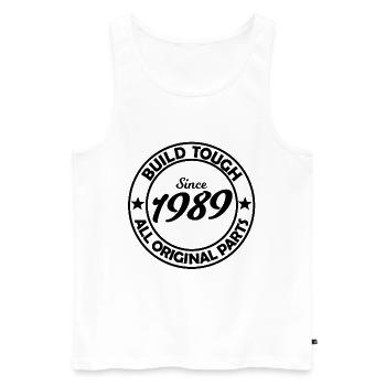 Zwei Sterne 1989 Silhouette - Männer Premium Bio Tank Top - Weiß - Vorne - Michal (187cm)