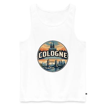 Retro Cologne Cathedral Travel Badge - Men's Premium Organic Tank Top - white - Front - Michal (187cm)