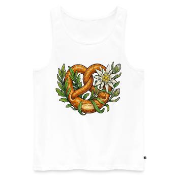 Pretzel Edelweiss Folk Festival Traditional Costume Replacement - Men's Premium Organic Tank Top - white - Front - Michal (187cm)