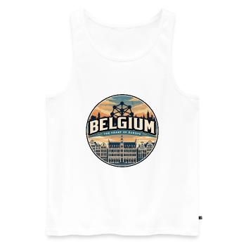 Insigne rétro belge de Bruxelles Grand Place - Débardeur bio Premium Homme - blanc - Devant - Michal (187cm)