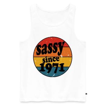 Sassy depuis 1971 Retro Circle - Débardeur bio Premium Homme - blanc - Devant - Michal (187cm)
