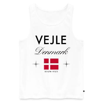 Vejle, coordonnées Danemark, voyage, souvenir - Débardeur bio Premium Homme - blanc - Devant - Michal (187cm)