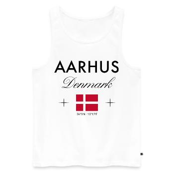 Aarhus Denmark Coordinates Travel Souvenir - Men's Premium Organic Tank Top - white - Front - Michal (187cm)