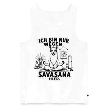 Lustiges Yoga Lama Desig – Ich bin nur wegen... - Männer Premium Bio Tank Top - Weiß - Vorne - Michal (187cm)
