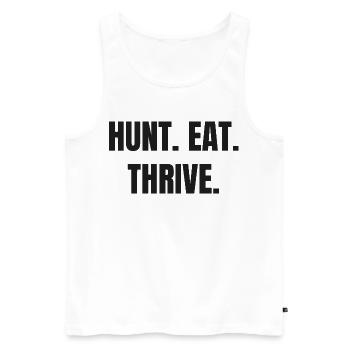 HUNT. EAT. THRIVE. Carnivore & Ancestral Lifestyle - Men's Premium Organic Tank Top - white - Front - Michal (187cm)