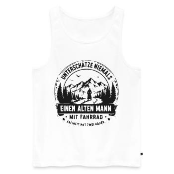 Alter Mann mit Fahrrad – Abenteuerszene - Männer Premium Bio Tank Top - Weiß - Vorne - Michal (187cm)