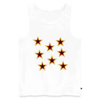 Retro Sternen Muster Schwarz - Männer Premium Bio Tank Top - Weiß - Vorne - Michal (187cm)