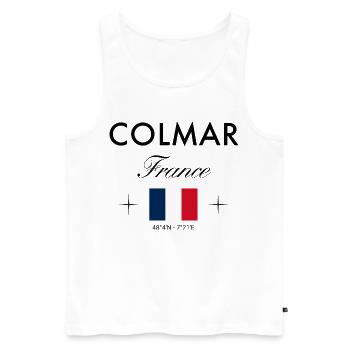 Colmar France Coordinates Travel Souvenir - Men's Premium Organic Tank Top - white - Front - Michal (187cm)