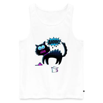 Chat effrayé par la souris - Débardeur bio Premium Homme - blanc - Devant - Michal (187cm)