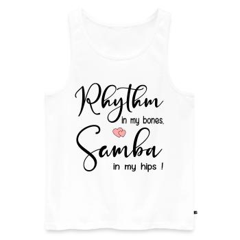 Danse rythmique de samba - Débardeur bio Premium Homme - blanc - Devant - Michal (187cm)