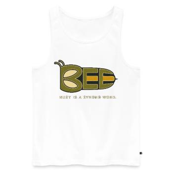 BEE – Busy Is a Strong Word - Men's Premium Organic Tank Top - white - Front - Michal (187cm)