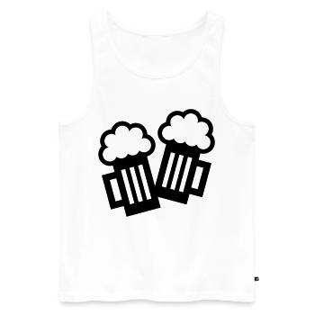 2 Bierkrug Icons Stoßen An (Bier / Maßkrüge / B) - Männer Premium Bio Tank Top - Weiß - Vorne - Michal (187cm)