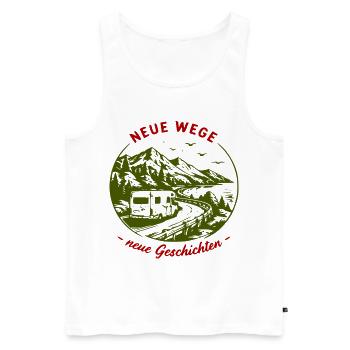 Neue Wege – Camperabenteuer am Berg - Männer Premium Bio Tank Top - Weiß - Vorne - Michal (187cm)
