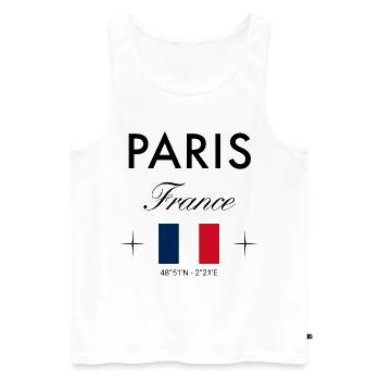Paris France Coordinates Travel Souvenir - Men's Premium Organic Tank Top - white - Front - Michal (187cm)