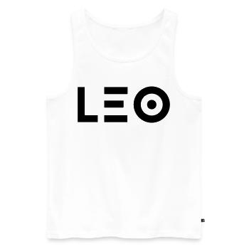 Prénom Leo - Débardeur bio Premium Homme - blanc - Devant - Michal (187cm)