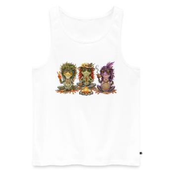 Three boho frogs at the campfire - Men's Premium Organic Tank Top - white - Front - Michal (187cm)