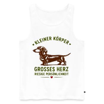Kleiner Körper, Großes Herz – Dackel Spruch - Männer Premium Bio Tank Top - Weiß - Vorne - Michal (187cm)