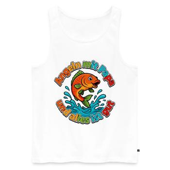 Angeln mit Papa: Alles ist gut - Männer Premium Bio Tank Top - Weiß - Vorne - Michal (187cm)