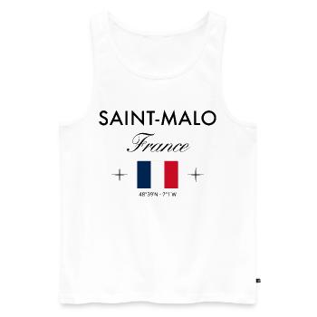 Saint Malo Frankreich Koordinaten Reise Souvenir - Männer Premium Bio Tank Top - Weiß - Vorne - Michal (187cm)