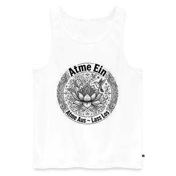 Atme Ein Atme Aus Lass Los - Lotus Kolibri Mandala - Männer Premium Bio Tank Top - Weiß - Vorne - Michal (187cm)