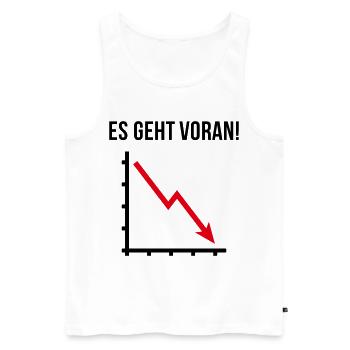 Es Geht Voran! (Fortschritt / Abwärts / POS 2C) - Männer Premium Bio Tank Top - Weiß - Vorne - Michal (187cm)