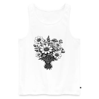Botanique de linogravure vintage des fleurs sauvages - Débardeur bio Premium Homme - blanc - Devant - Michal (187cm)