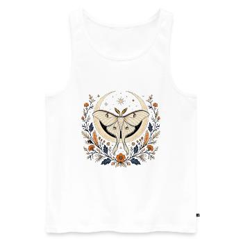 Lune et Papillon Nocturne Florale - Débardeur bio Premium Homme - blanc - Devant - Michal (187cm)