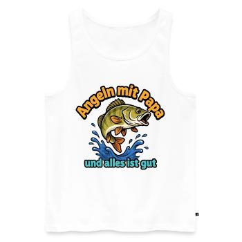 Angeln mit Papa – Alles ist Gut - Männer Premium Bio Tank Top - Weiß - Vorne - Michal (187cm)