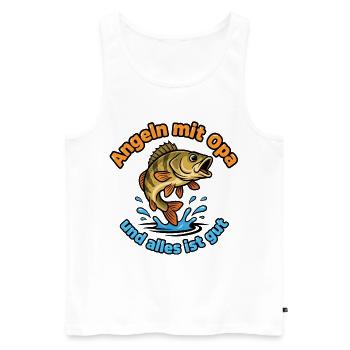Angeln mit Opa – Alles ist gut - Männer Premium Bio Tank Top - Weiß - Vorne - Michal (187cm)