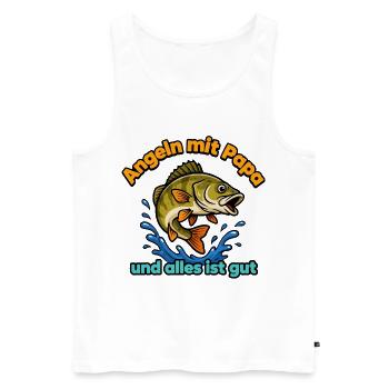 Angeln mit Papa – Alles ist gut - Männer Premium Bio Tank Top - Weiß - Vorne - Michal (187cm)