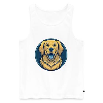 Golden Retriever Dog Kawaii Mascot Cartoon Clipart - Men's Premium Organic Tank Top - white - Front - Michal (187cm)