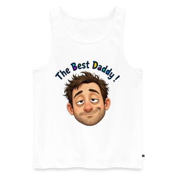 Le meilleur portrait de Papa dans un dessin animé - Débardeur bio Premium Homme - blanc - Devant - Michal (187cm)