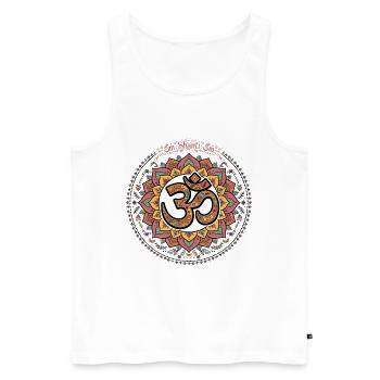 Om Shanti Om Bunt Lotus Mandal - Männer Premium Bio Tank Top - Weiß - Vorne - Michal (187cm)