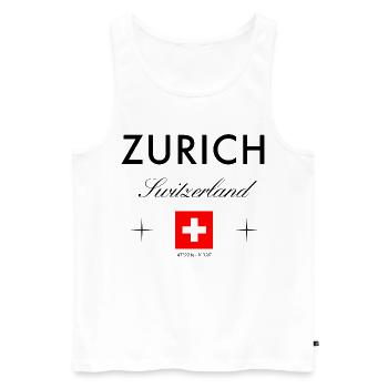 Zurich, Suisse Coordonnées Souvenir de voyage - Débardeur bio Premium Homme - blanc - Devant - Michal (187cm)
