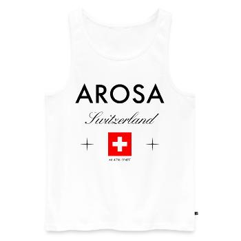 Arosa Suisse Coordonnées Souvenir de voyage - Débardeur bio Premium Homme - blanc - Devant - Michal (187cm)